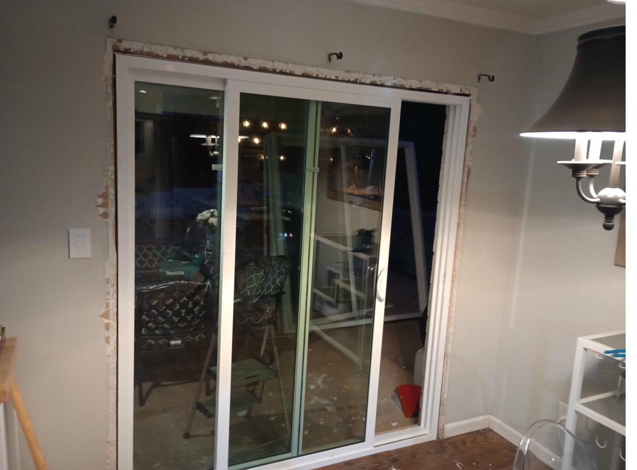 Sliding door install in progress