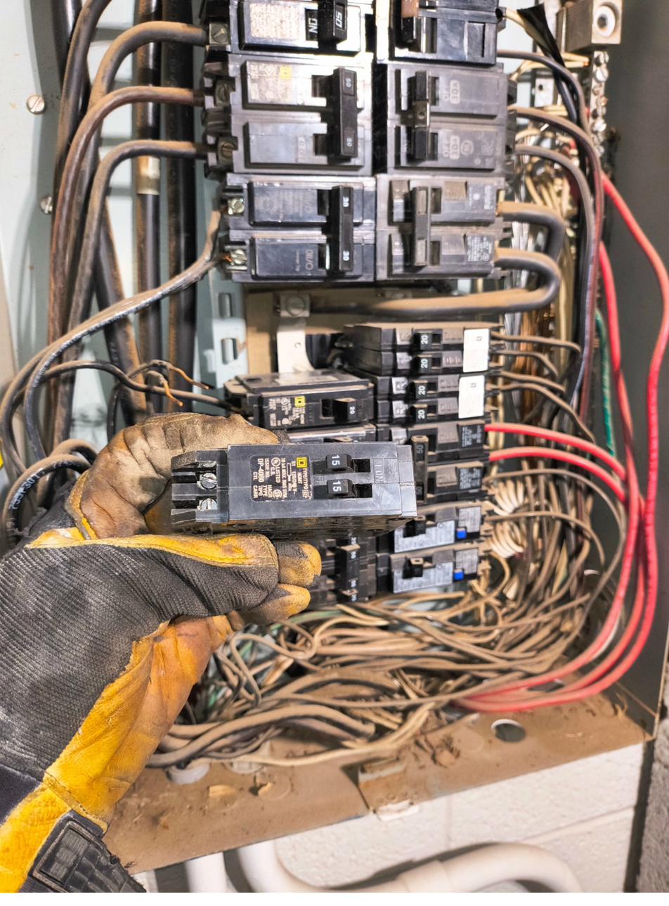 Electrical panel breaker work