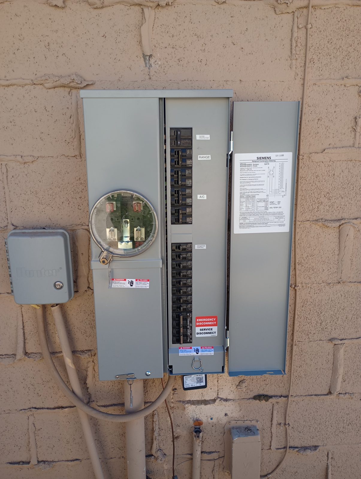 Electrical meter base and main service install